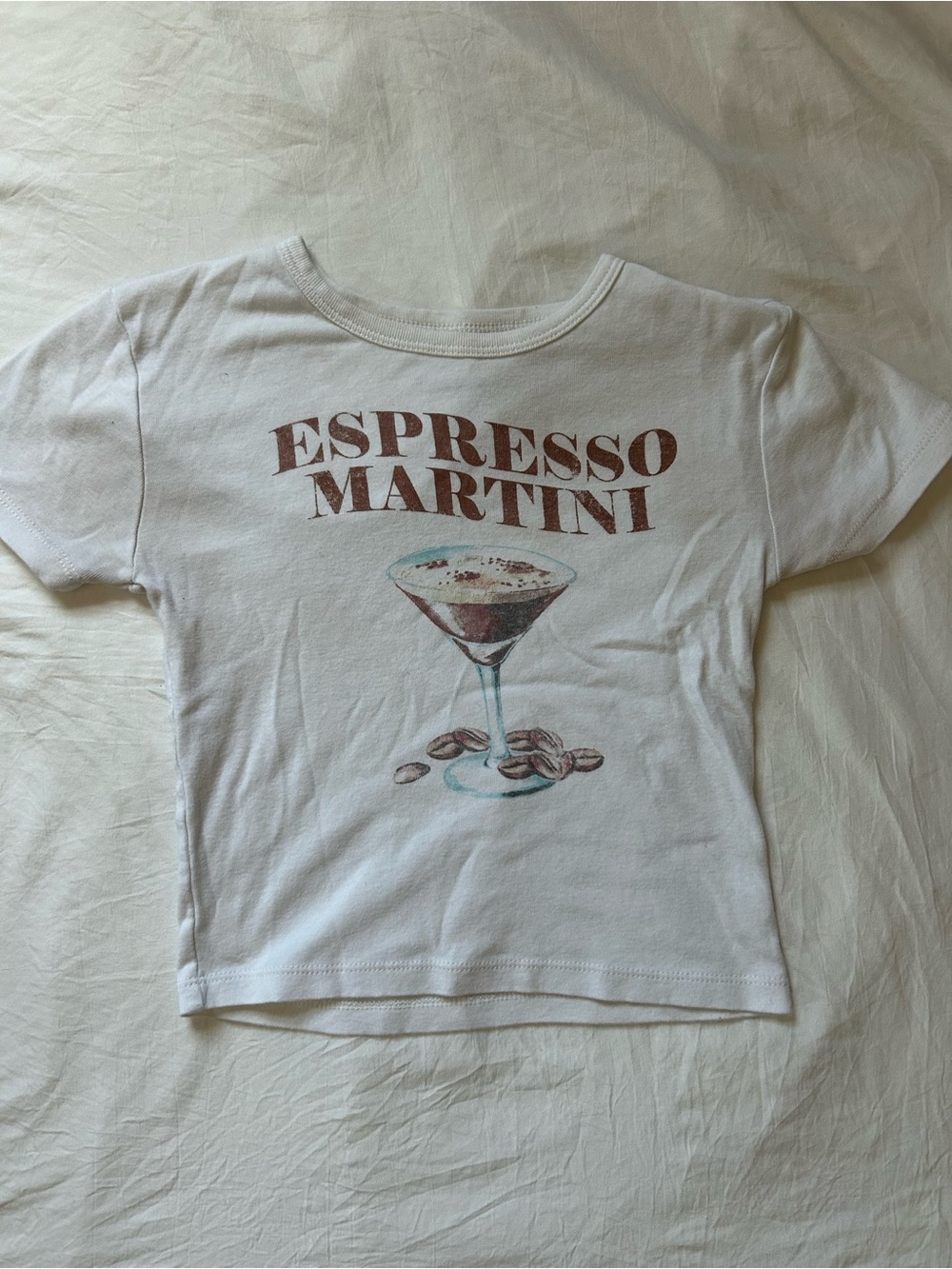 RSQ White Espresso Martini Graphic Crop Top